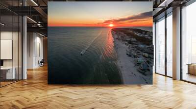 Beautiful Ocean Sunset - Drone/Aerial Photograph of Gulf Shores/Fort Morgan Alabama.  This area is known for its warm oceans and white sand beaches.   Wall mural