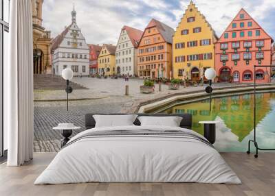 A view of the famous historic town of Rothenburg ob der Tauber, Franconia, Bavaria, Germany.	 Wall mural