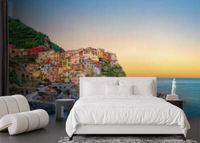 Manarola, Italy; February 27, 2024 - A view of Manarola, Cinque Terre, Italy Wall mural