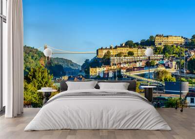 Clifton village in Bristol with Suspension bridge at background Wall mural