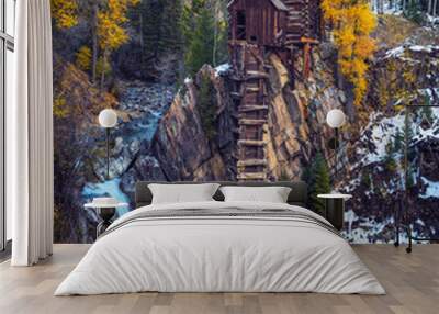 Historic wooden powerhouse called the Crystal Mill in Colorado Wall mural