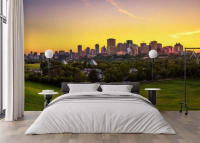 Sunset above Edmonton downtown, Canada Wall mural