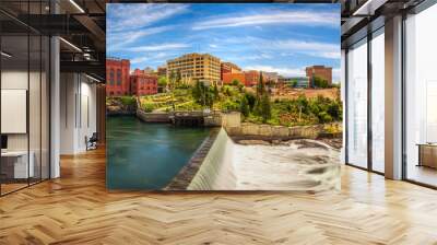 Washington Water Power building and the Monroe Street Bridge along the Spokane river Wall mural