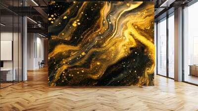 Gradient of gold color fluid painting abstract background Wall mural