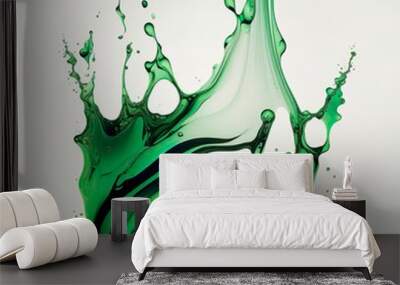 green water splashing on a white background Wall mural