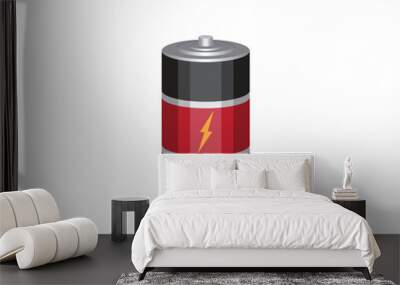 vector design of a red and black cube-shaped battery which is useful for increasing the energy or power of an electronic object Wall mural