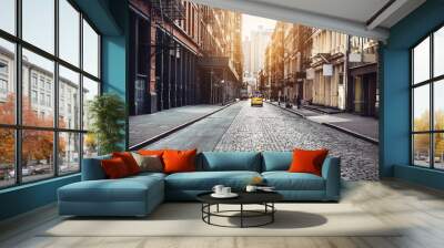 New York City Manhattan SoHo street at sunset time background Wall mural