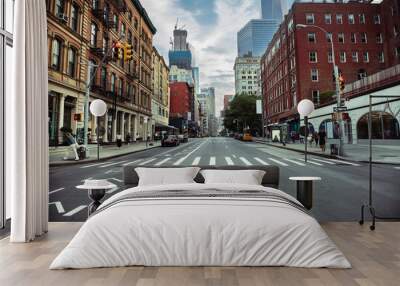 New York City street road in Manhattan at summer time. Urban big city life concept background. Wall mural