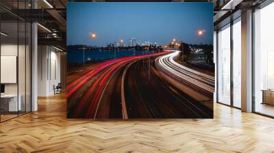 traffic in city at night Wall mural