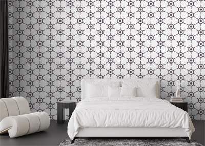 Seamless purple grape and white geometric dot and dash pattern grid Wall mural