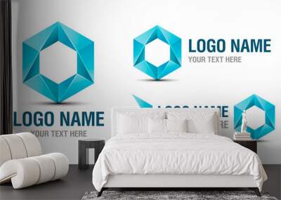 Logo abstract blue element isolated on white Wall mural