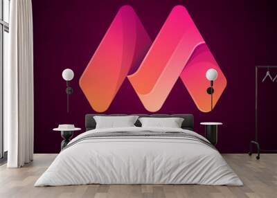 Vector abstract letter M logo template. Material design, origami paper, flat style Wall mural