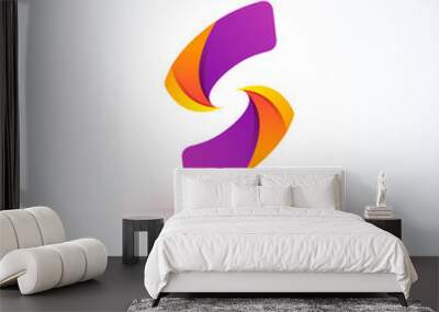 Vector twisty letter S logo design. App icon, company logo. Fresh idea Wall mural