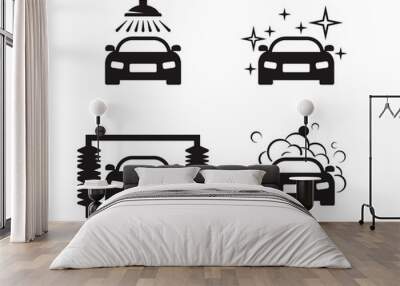 Car wash icons set. Wall mural