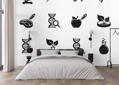 GMO, Genetics icons set Wall mural