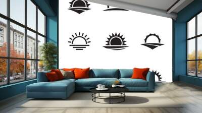 Vector black sunrise icon set Wall mural