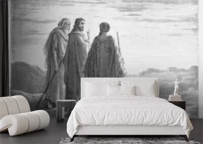 The disciples encounter Jesus on the road to Emmaus Wall mural