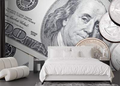 coins and dollars Wall mural