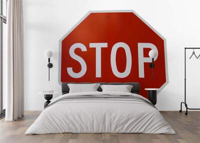 stop sign isolated on white Wall mural