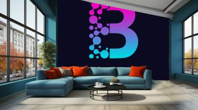 Letter B molecule dots logo vector template. Suitable for business, initial, Medicine, science, technology, laboratory, electronics Wall mural