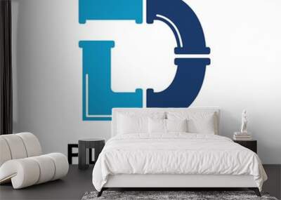 letter d with plumbing pipe logo vector design template. Suitable for pipe service, drainage, sanitation home, and maintenance service company    Wall mural