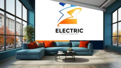 Number 2 Electric Logo vector template. Suitable for initial number Lightning Bolt,  corporate, technology, and poster illustration symbol Wall mural