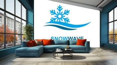 Snow wave logo vector template . Suitable for business, web, weather, snowflake symbol Wall mural