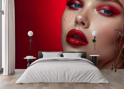 Glamour portrait of a model with stunning make-up and a bold attitude Wall mural