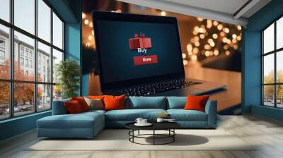 Cyber Monday Laptop Screen: A close-up of a laptop screen displaying a Cyber Monday landing page filled with special offers, discounts, and a 