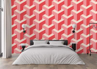 Y-shape seamless geometric pink pattern Wall mural