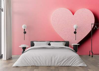 Pink Heart on Soft Pink Background Wall mural