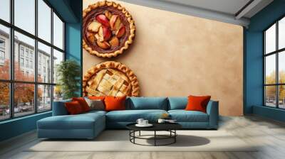 Two Apple Pies on a Beige Background Wall mural