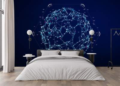 Big data analytics with AI and machine learning. Artificial neural network, data science and artificial intelligence technology. Prediction for business and finance, internet of things. Illustration. Wall mural