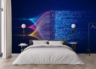 big data technology and data science illustration. data flow concept. querying, analysing, visualizi Wall mural