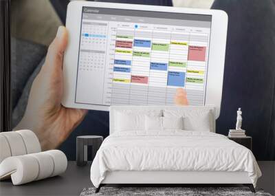 calendar app on tablet computer with planning of the week with appointments, events, tasks, and meet Wall mural