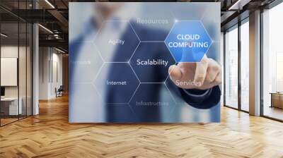 Consultant promoting cloud computing resources and services Wall mural