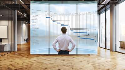 project manager looking at ar screen, gantt chart schedule, planning Wall mural