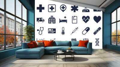 Set of 30 quality icons about health care and medical Wall mural