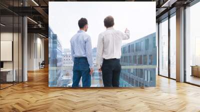 two business people looking at horizon, projects, visions, collaboration Wall mural