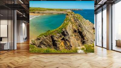 A sandy beach at Broad Haven on the Pembrokeshire coast, Wales in early summer Wall mural