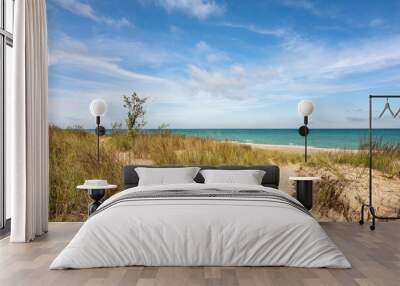 Pathway to Kemil Beach on a beautiful late summer morning.  Indiana Dunes National Park, Indiana, USA Wall mural