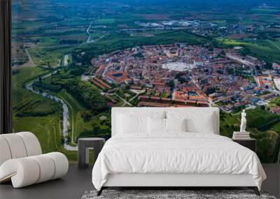 Bird's-eye view of the Renaissance city of Palmanova. Friuli. Wall mural