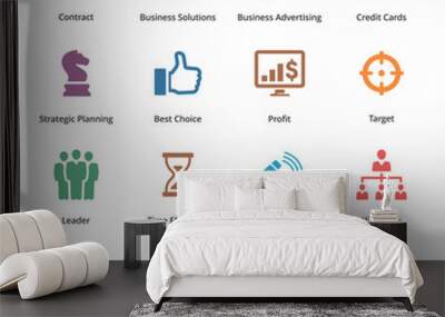 business icons set 2 - colored series Wall mural