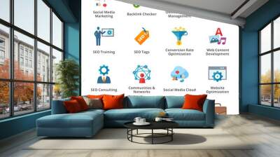 seo & internet marketing flat icons - set 2 Wall mural