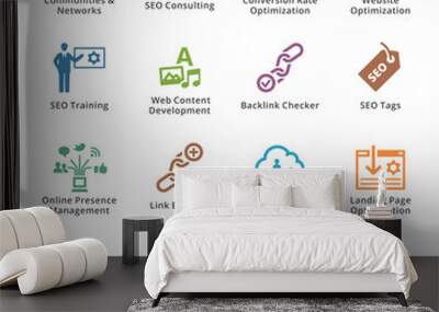 seo & internet marketing icons set 2 - colored series Wall mural