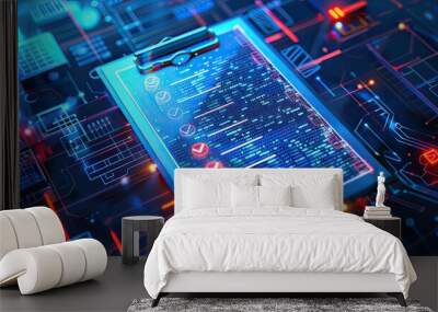 Cybersecurity Audit Checklist on Digital Circuitry Wall mural