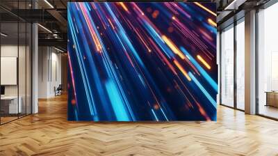 colorful light streaks background with neon glow lines and a speed motion effect on a dark backdrop Wall mural