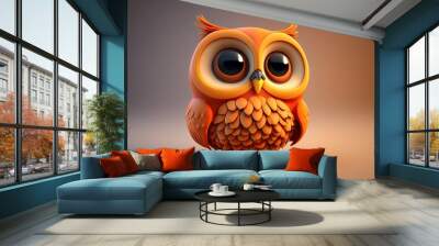 Cute owl genrative AI Wall mural