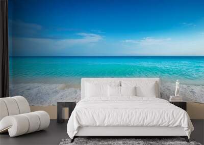 Sea Beach and Soft wave of blue ocean. Summer vacation and travel concept. Copy space Wall mural