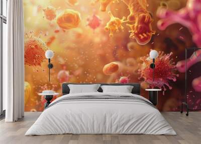 illustration depicting the immune systems response to virus Wall mural